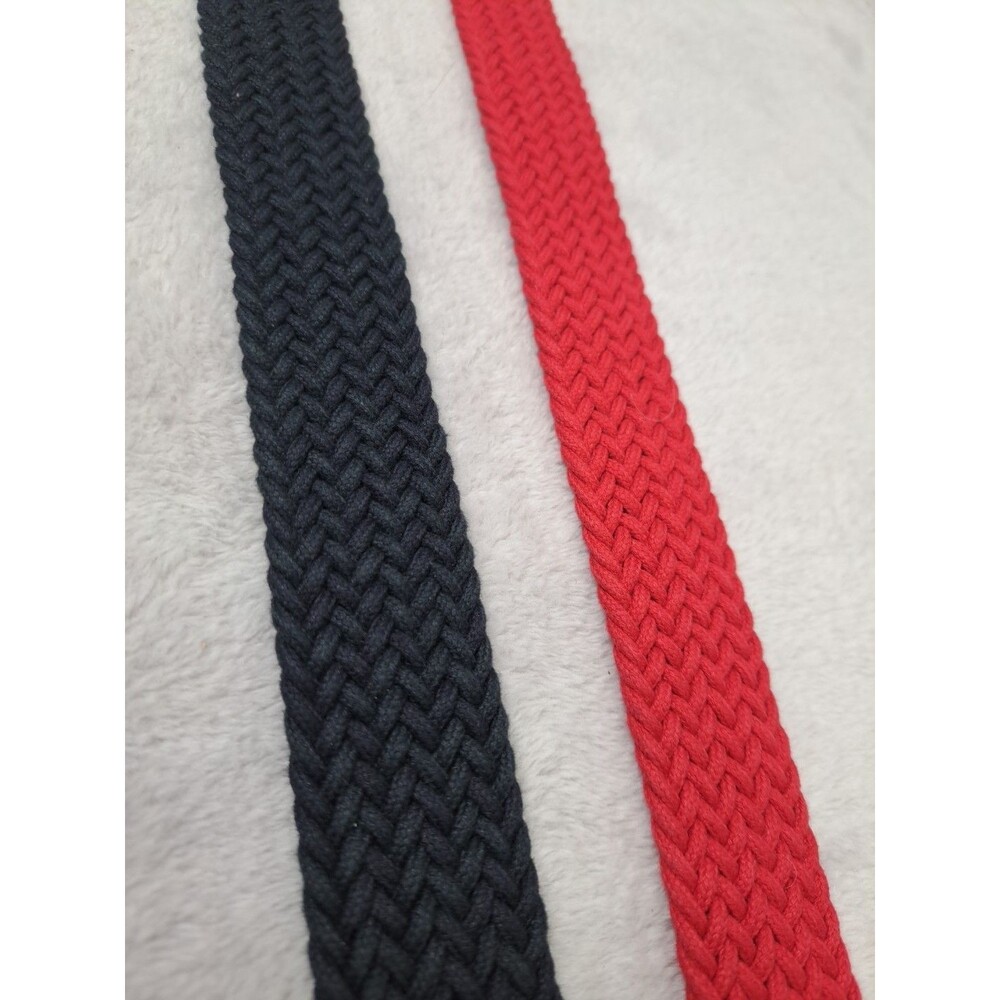 Limited Belt Set Of 2 Italian Leather Ends Braided Woven Red & Blue S/M USA - Picture 10 of 12